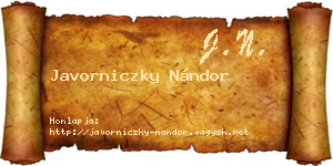 Javorniczky Nándor névjegykártya